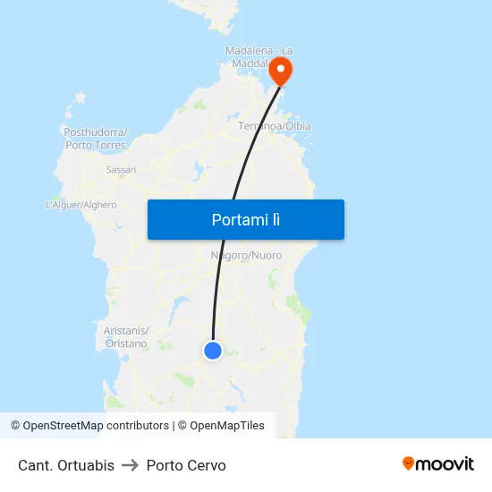 Cant. Ortuabis to Porto Cervo map