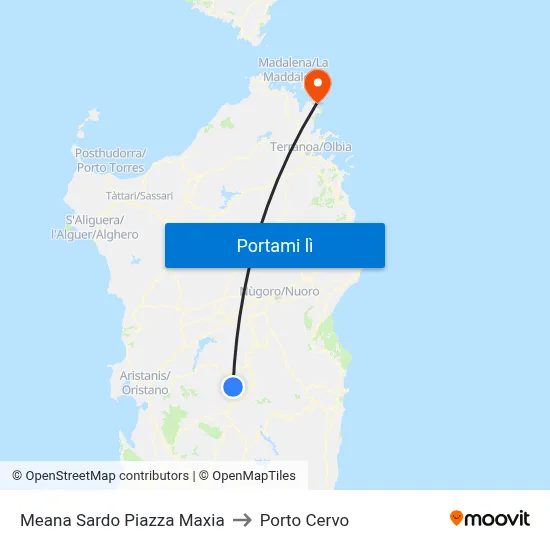 Meana Sardo Via Roma 128 to Porto Cervo map
