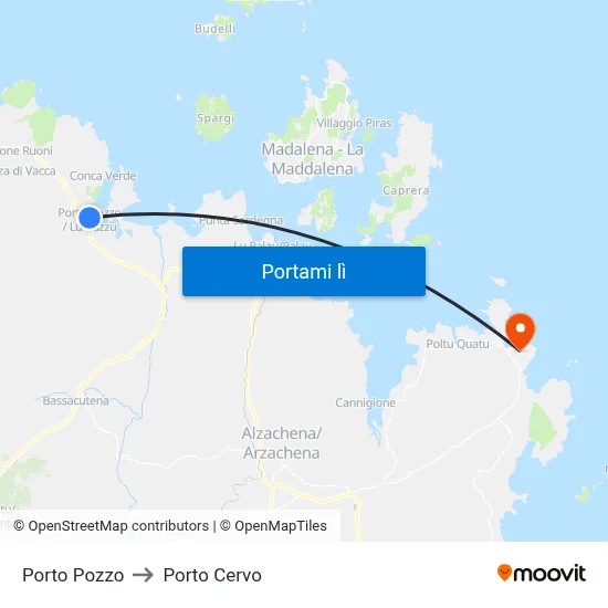 Porto Pozzo to Porto Cervo map
