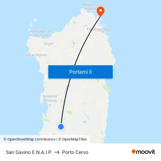 San Gavino E.N.A.I.P. to Porto Cervo map