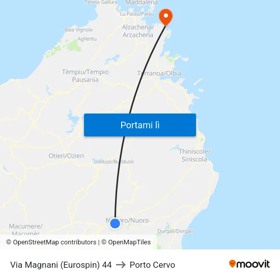 Via Magnani  (Eurospin) 44 to Porto Cervo map