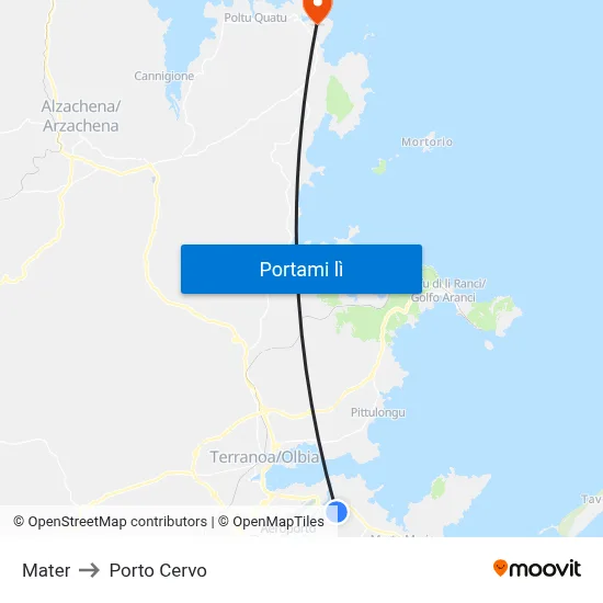 Mater to Porto Cervo map