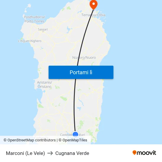 Marconi (Le Vele) to Cugnana Verde map