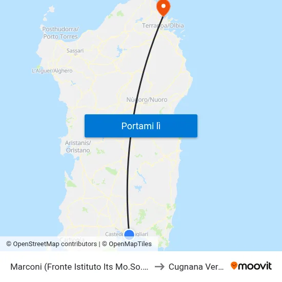 Marconi (Fronte Istituto Its Mo.So.S.) to Cugnana Verde map