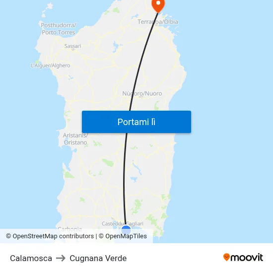 Calamosca to Cugnana Verde map