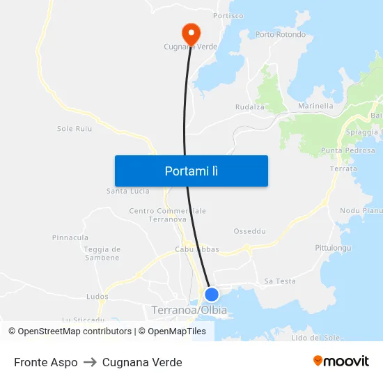 Fronte Aspo to Cugnana Verde map