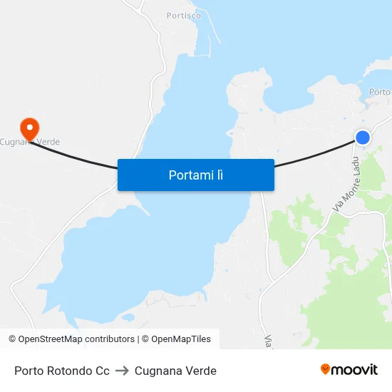 Porto Rotondo Cc to Cugnana Verde map