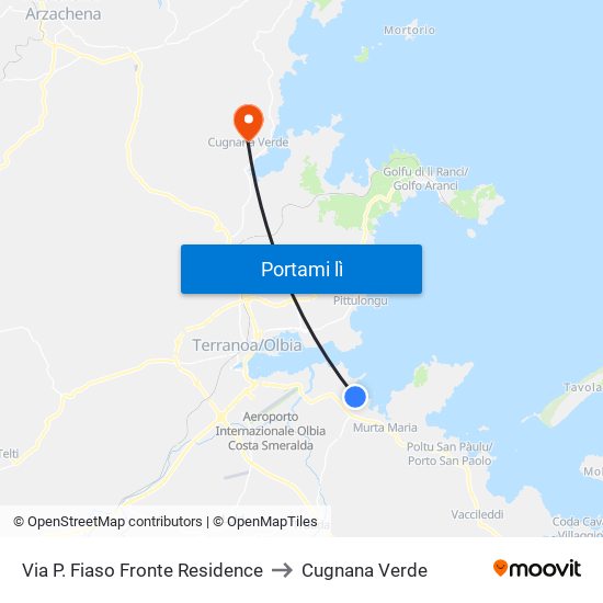 Via P. Fiaso Fronte Residence to Cugnana Verde map