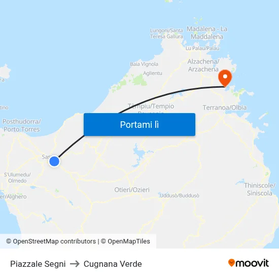 Piazzale Segni to Cugnana Verde map