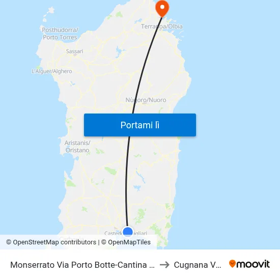 Monserrato Via Porto Botte-Cantina Sociale to Cugnana Verde map