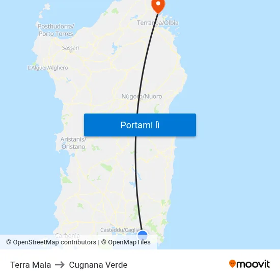 Terra Mala to Cugnana Verde map