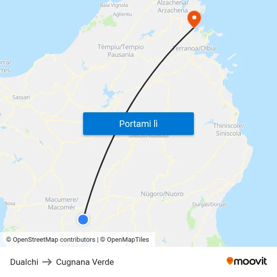 Dualchi to Cugnana Verde map