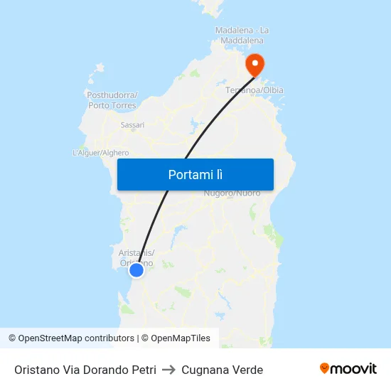 Oristano Via Dorando Petri to Cugnana Verde map