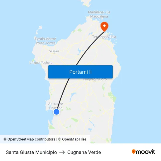 Santa Giusta Municipio to Cugnana Verde map