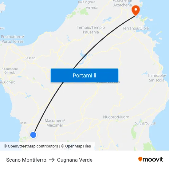 Scano Montiferro to Cugnana Verde map