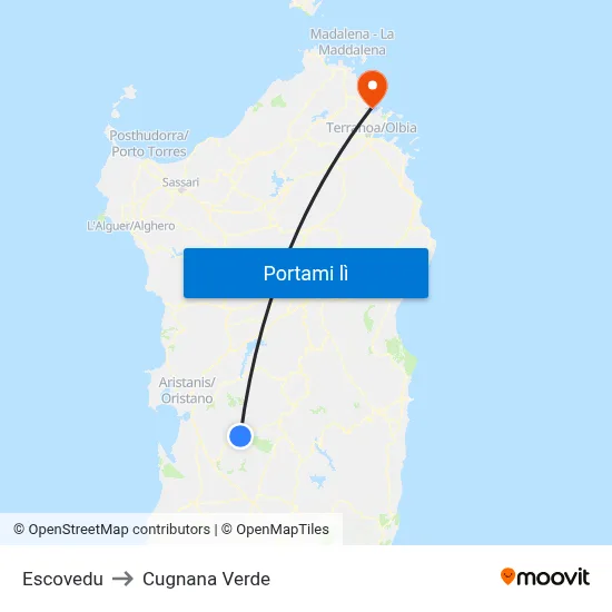 Escovedu to Cugnana Verde map