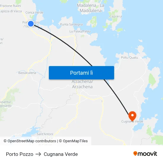 Porto Pozzo to Cugnana Verde map