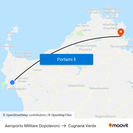 Aeroporto Militare Dopolavoro to Cugnana Verde map