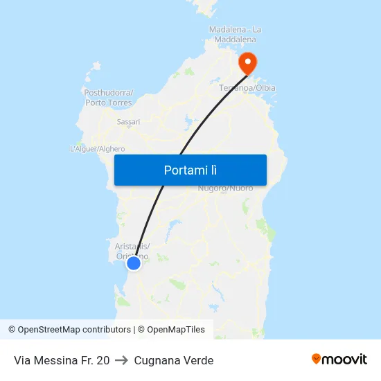 Via Messina Fr. 20 to Cugnana Verde map