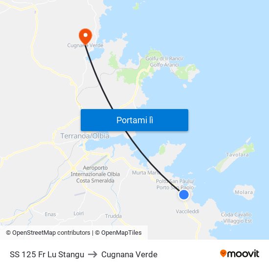 SS 125 Fr Lu Stangu to Cugnana Verde map