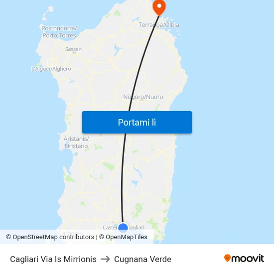 Cagliari Via Is Mirrionis to Cugnana Verde map