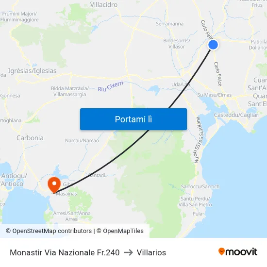 Monastir Via Nazionale Fr.240 to Villarios map
