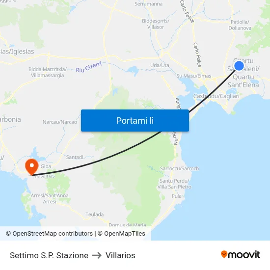 Settimo S.P. Stazione to Villarios map
