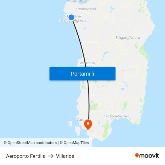 Aeroporto Fertilia to Villarios map