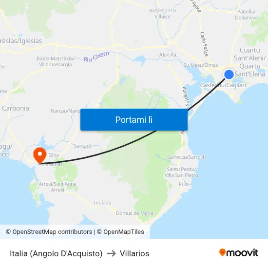 Italia (Angolo D'Acquisto) to Villarios map