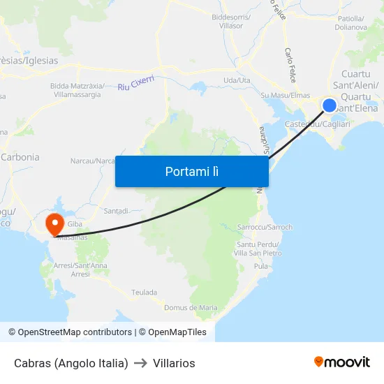 Cabras (Angolo Italia) to Villarios map