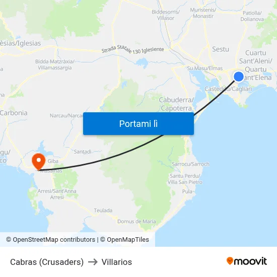 Cabras (Crusaders) to Villarios map