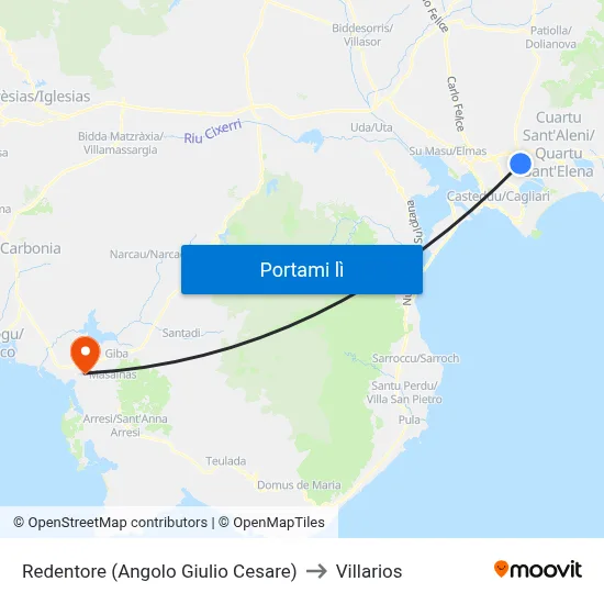 Redentore (Angolo Giulio Cesare) to Villarios map