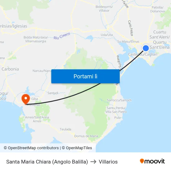 Santa Maria Chiara (Angolo Balilla) to Villarios map