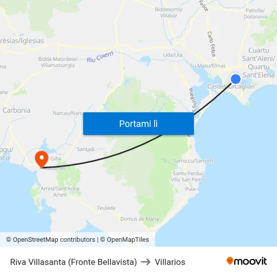 Riva Villasanta (Fronte Bellavista) to Villarios map