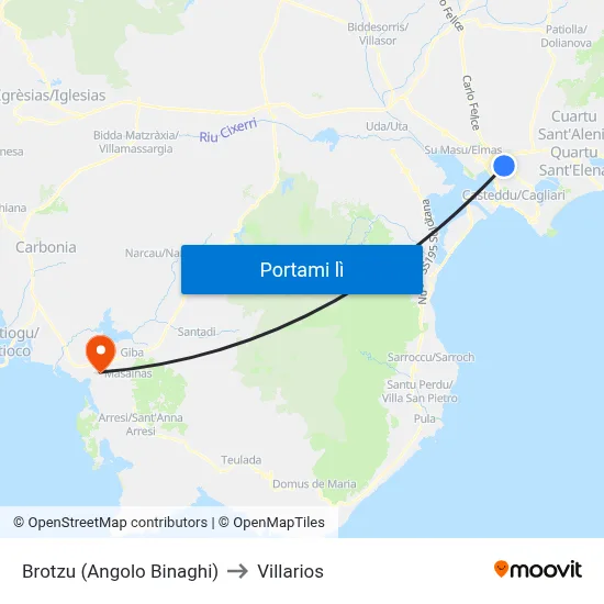 Brotzu (Angolo Binaghi) to Villarios map