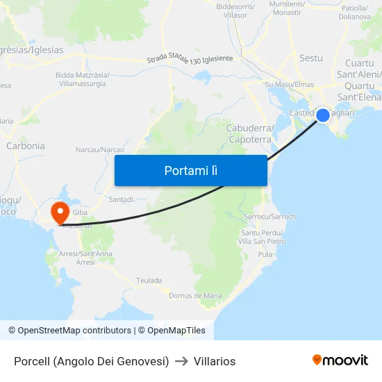 Porcell (Angolo Dei Genovesi) to Villarios map