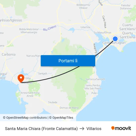Santa Maria Chiara (Fronte Calamattia) to Villarios map