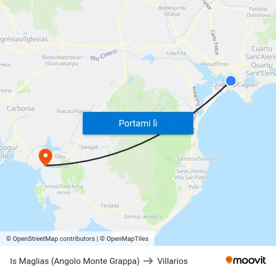 Is Maglias (Angolo Monte Grappa) to Villarios map