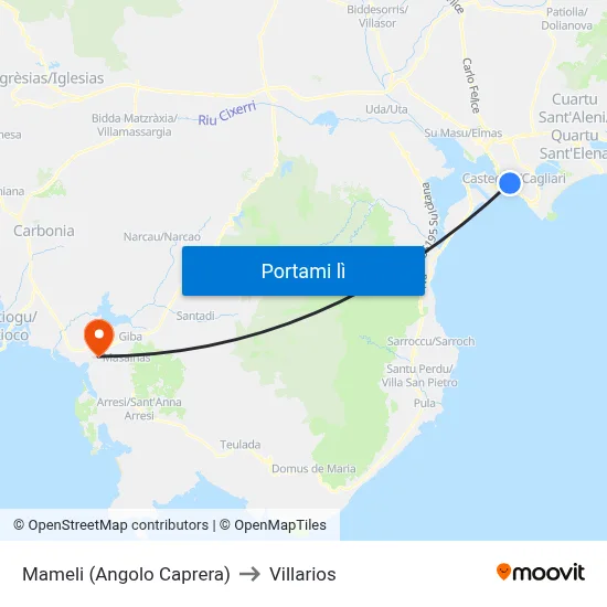 Mameli (Angolo Caprera) to Villarios map