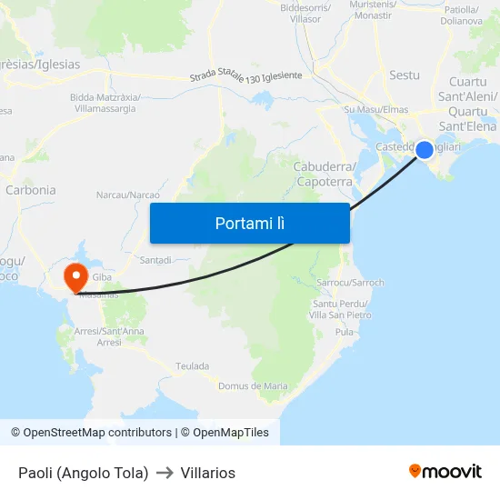 Paoli (Angolo Tola) to Villarios map