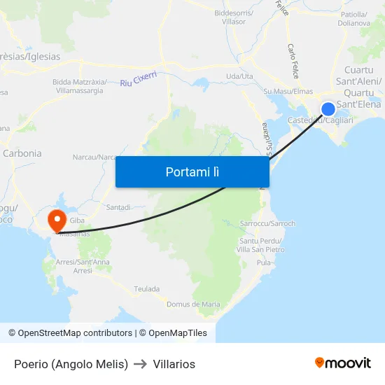 Poerio (Angolo Melis) to Villarios map