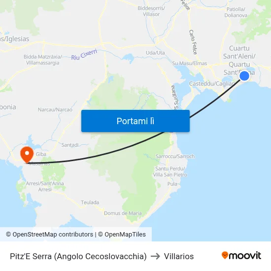 Pitz'E Serra (Angolo Cecoslovacchia) to Villarios map
