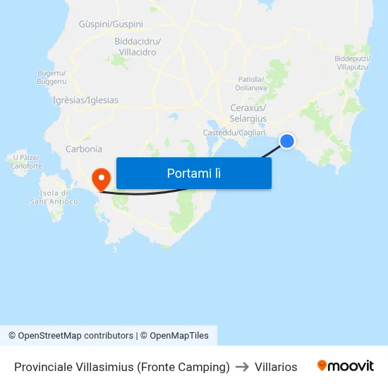Provinciale Villasimius (Fronte Camping) to Villarios map