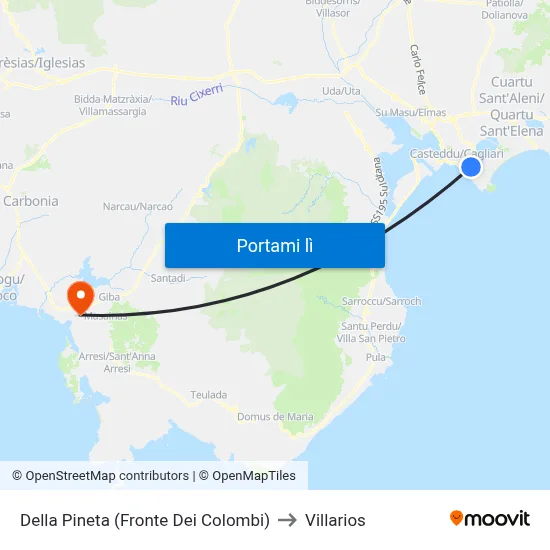 Della Pineta (Fronte Dei Colombi) to Villarios map