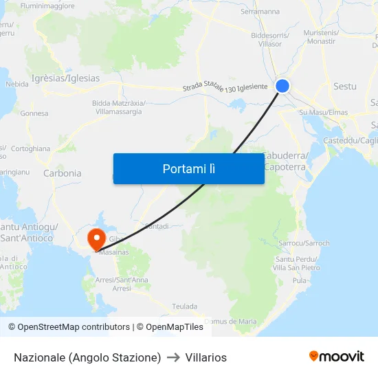 Nazionale (Angolo Stazione) to Villarios map