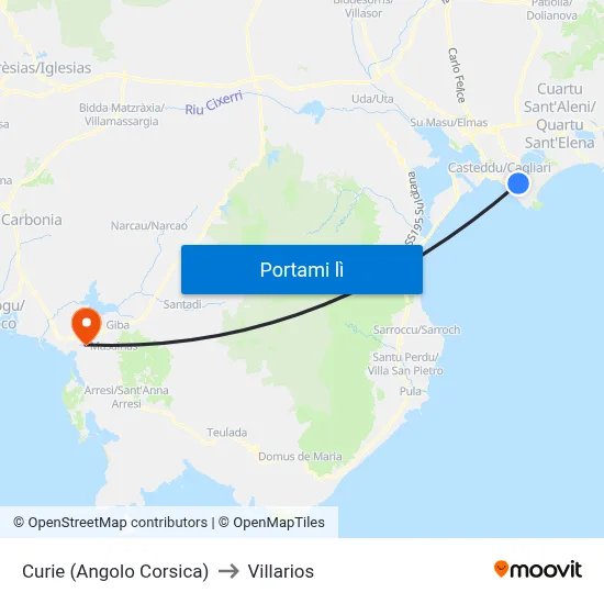 Curie (Angolo Corsica) to Villarios map
