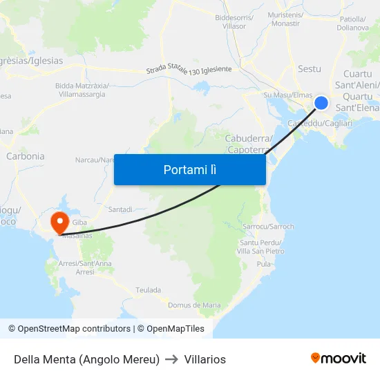 Della Menta (Angolo Mereu) to Villarios map