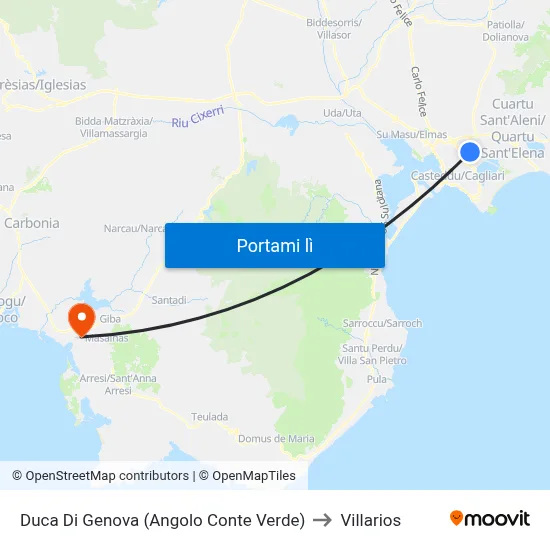 Duca Di Genova (Angolo Conte Verde) to Villarios map