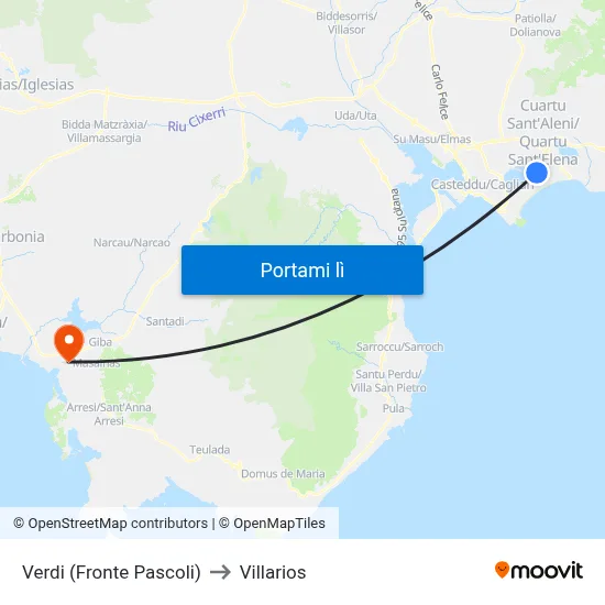 Verdi (Fronte Pascoli) to Villarios map