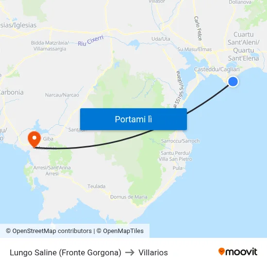 Lungo Saline (Fronte Gorgona) to Villarios map